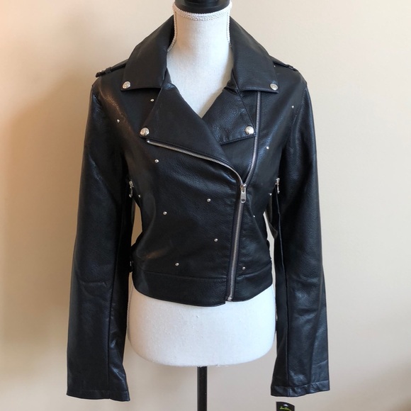 Sam Edelman Jackets & Blazers - Sam Edelman Studded Black Vegan Moto Jacket NWT